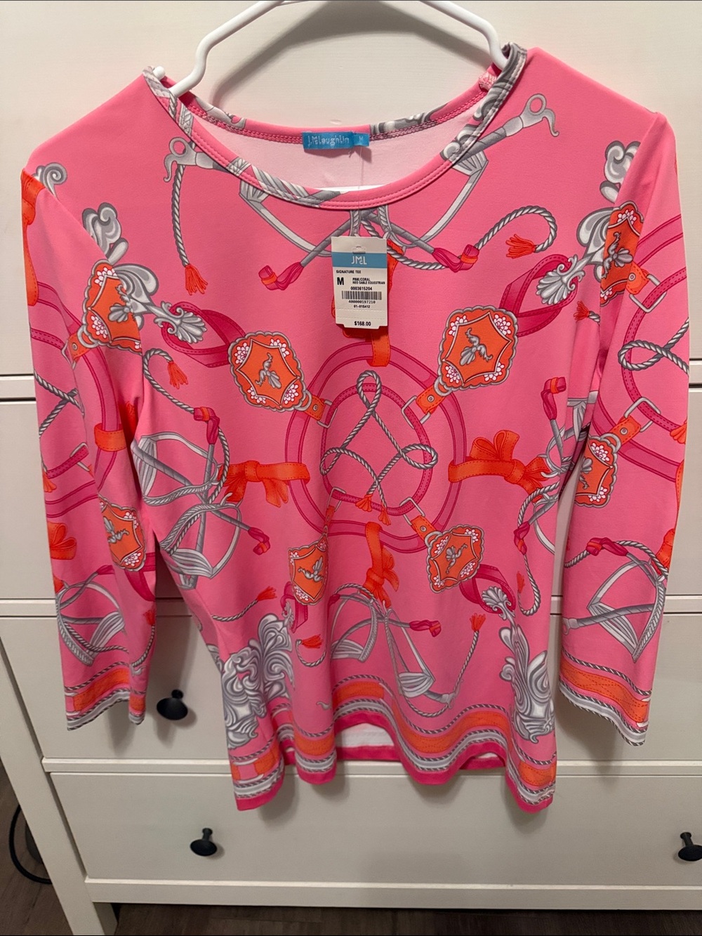 J McLaughlin pink/ coral neo sable Equestrian signature Tee
